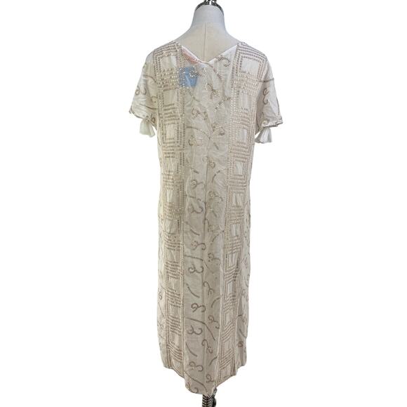 Oliphant White Shift Dress Gold Sequin & Tassels - Picture 9 of 10